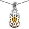 4.50 Carat Genuine Citrine, Champagne Diamond & White Diamond .925 Sterling Silver Pendant by Bids.com