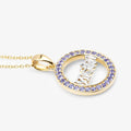 Round Violet Tanzanite Prong Gold Plated Silver Mom Circle Pendant Necklace by Fine Color Jewels