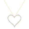 10k Yellow Gold Plated .925 Sterling Silver 3.0 cttw Round-Cut Diamond Open Heart Pendant Necklace (J-K Color, I1-I2 Clarity) - 18" by Bids.com
