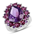 11.22 Carat Genuine Amethyst & Rhodolite .925 Sterling Silver Ring by Bids.com