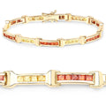 6.48 Carat Genuine Orange Sapphire and Yellow Sapphire .925 Sterling Silver Bracelet by Avera Group
