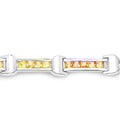 6.48 Carat Genuine Orange Sapphire and Yellow Sapphire .925 Sterling Silver Bracelet by Avera Group