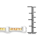 6.48 Carat Genuine Orange Sapphire and Yellow Sapphire .925 Sterling Silver Bracelet by Avera Group