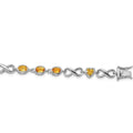 Genuine Citrine Silver Link Infinity Heart Bracelet by Fine Color Jewels