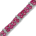 16.77 Carat Genuine Glass Filled Ruby & White Topaz .925 Sterling Silver Bracelet by Bids.com