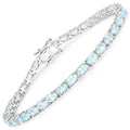 Genuine Blue Topaz Tennis Silver Bracelet by Fine Color Jewels