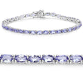 Natural Purple Tanzanite Silver Tennis Bracelet by Fine Color Jewels
