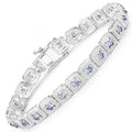 2.40 Ct Round Violet Tanzanite Square Halo Sterling Silver Inline Tennis Bracelet by Fine Color Jewels