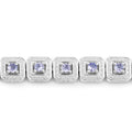 2.40 Ct Round Violet Tanzanite Square Halo Sterling Silver Inline Tennis Bracelet by Fine Color Jewels