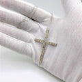 .925 Sterling Silver 4.0 Cttw Diamond 2-1/4" Cross Pendant with Box Chain Necklace (I-J Color, I1-I2 Clarity) - 18" by Bids.com