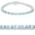 8.84 Carat Genuine Blue Zircon and Topaz White .925 Sterling Silver Bracelet by Bids.com