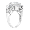 10K White Gold 1.0 Cttw Diamond Rectangular Cushion Shaped Cluster Halo Flared Band Cocktail Fashion Ring (H-I Color, SI2-I1 Clarity) - Size 7 by Bids.com
