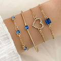 4pcs Rhinestone Alloy Bracelet Set – Minimalist Heart & Square Design by DailySale