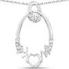 Round White Diamond Prong Silver Heart Pendant Necklace