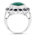 6.88 Carat Dyed Emerald & Blue Sapphire .925 Sterling Silver Ring by Bids.com
