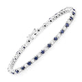 6.87 Ct Round Royal Blue Sapphire Prong Sterling Silver Inline Tennis Bracelet by Fine Color Jewels