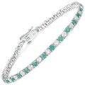 Genuine Emerald and White Topaz Tennis Bracelet by Fine Color Jewels