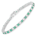 5.77 Carat Genuine Emerald and White Topaz .925 Sterling Silver Bracelet by Bids.com