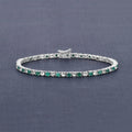 Genuine Emerald and White Topaz Tennis Bracelet by Fine Color Jewels