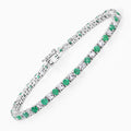5.77 Carat Genuine Emerald and White Topaz .925 Sterling Silver Bracelet by Bids.com