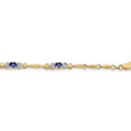 Genuine Purple Tanzanite 14K Yellow Gold Heart Bracelet by Fine Color Jewels