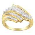 10K Yellow Gold Round and Baguette Diamond-Cut Ring (1/2 Cttw, I-J Color, I1-I2 Clarity) - Size 7 by Bids.com