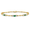 Diamond and Oval Emerald Heart 7 inch Bracelet Gold