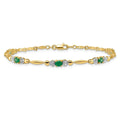 Diamond and Oval Emerald Heart 7 inch Bracelet Gold by Fine Color Jewels