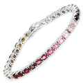 11.16 Ct Oval Multicolor Ombre Tourmaline Prong Sterling Silver Tennis Bracelet by Fine Color Jewels
