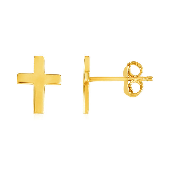 14k Yellow Gold Post Earrings with Crosses by Bids.com