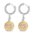 18K Yellow Gold Plated .925 Sterling Silver 1/8 Cttw Diamond Heart Medallion Drop and Dangle Earring (I-J Color, SI1-SI2 Clarity) by Bids.com