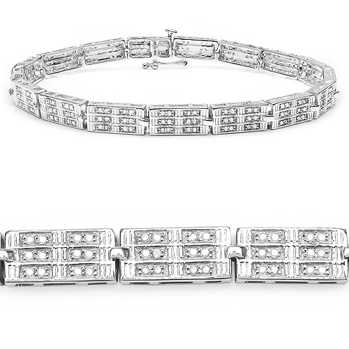 1.16 Carat Genuine White Diamond 14K White Gold Plated .925 Sterling Silver Bracelet by Avera Group