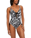 Bar III Heat Wave Lace-Up One-Piece Swimsuit, Size Small by Vanessa Jane