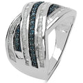 1.02 Carat Genuine Blue Diamond & White Diamond .925 Sterling Silver Ring by Bids.com
