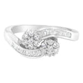 14K White Gold Round and Baguette Diamond Bypass Ring (1/2 cttw, H-I Color, I1-I2 Clarity) - Ring Size 6 by Bids.com