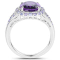 5.90 Carat Genuine Amethyst and Tanzanite .925 Sterling Silver Ring by Bids.com
