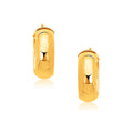 14k Yellow Gold Wide Medium Hoop Earrings with Snap Lock by Bids.com