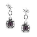 .925 Sterling Silver 6x6MM Cushion Shaped Natural Purple Amethyst and Diamond Accent Drop and Dangle Earrings (I-J Color, I1-I2 Clarity) by Bids.com