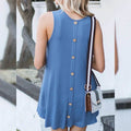 Back Round Neck Single-Breasted Sleeveless Solid Color Dress by DailySale