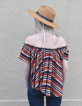 Off The Shoulder Stripe Woven Top by Boutique 23