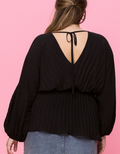 Solid Pleated Silky Fabric Top by Boutique 23