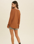 Contrast Button Up Knit Top by Boutique 23