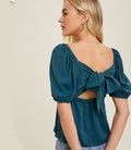 Puff Sleeve Babydoll Top W/ Back Tie by Boutique 23