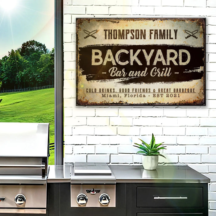 Backyard Bar And Grill Sign VIII by Tailored Canvases