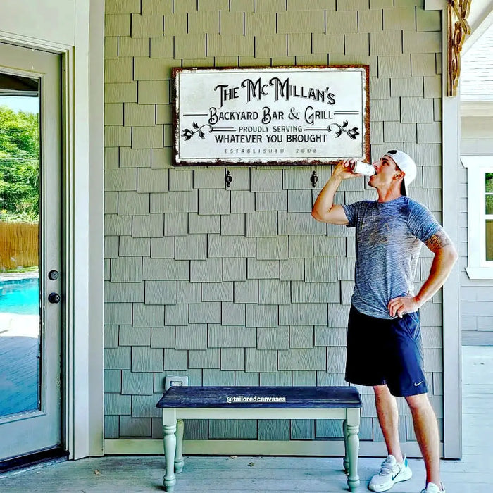 Backyard Bar & Grill Sign by Tailored Canvases