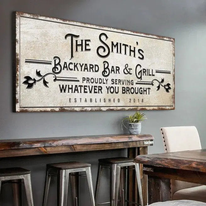 Backyard Bar & Grill Sign by Tailored Canvases