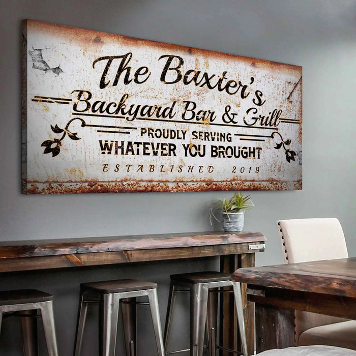Backyard Bar & Grill Sign II by Tailored Canvases