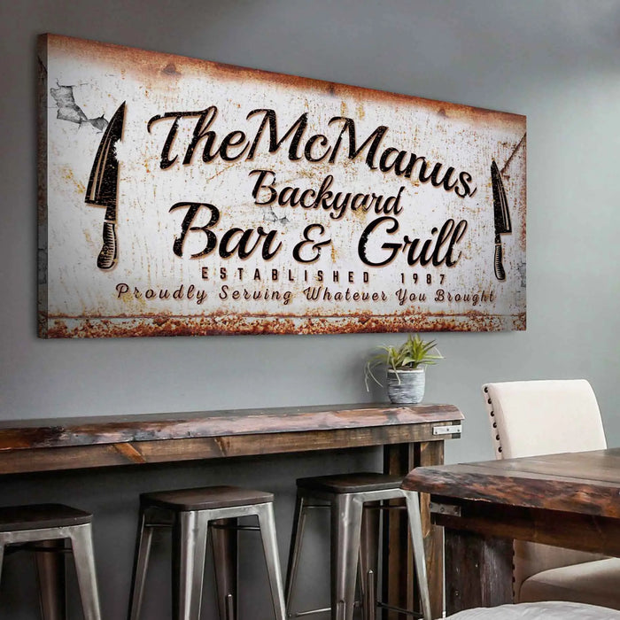 Backyard Bar & Grill Sign IV by Tailored Canvases