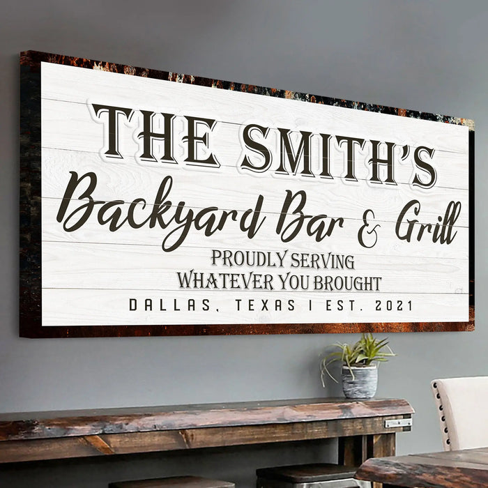 Backyard Bar & Grill Sign XIX by Tailored Canvases