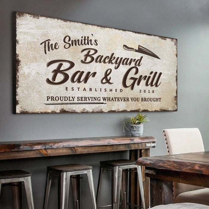 Backyard Bar & Grill Sign XVI by Tailored Canvases